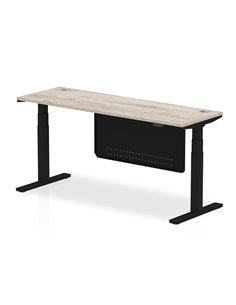 Dynamic Air Modesty 1800 x 600mm Height Adjustable Office Desk Grey Oak Top Cable Ports Modesty Panel HA01496