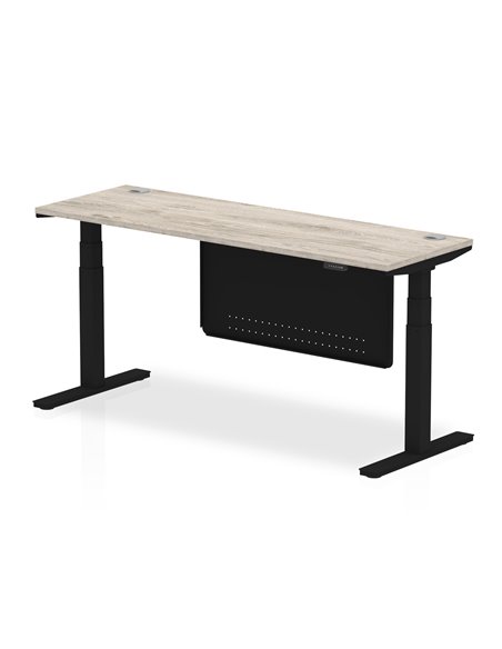 Dynamic Air Modesty 1800 x 600mm Height Adjustable Office Desk Grey Oak Top Cable Ports Modesty Panel HA01496 - pic 78476 | FastDaddyshop