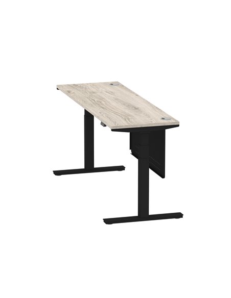 Dynamic Air Modesty 1800 x 600mm Height Adjustable Office Desk Grey Oak Top Cable Ports Modesty Panel HA01496 - pic 78477 | FastDaddyshop