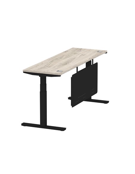 Dynamic Air Modesty 1800 x 600mm Height Adjustable Office Desk Grey Oak Top Cable Ports Modesty Panel HA01496 - pic 78478 | FastDaddyshop