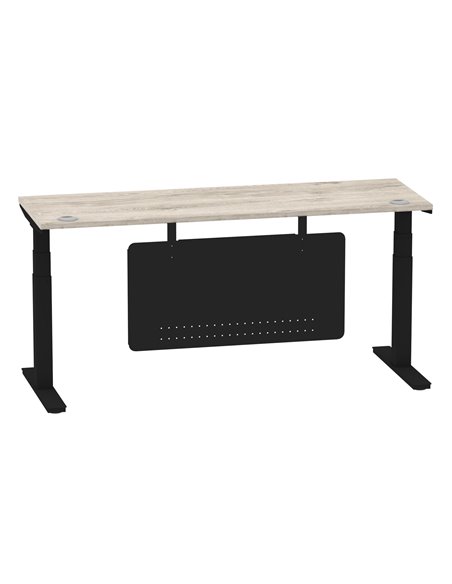 Dynamic Air Modesty 1800 x 600mm Height Adjustable Office Desk Grey Oak Top Cable Ports Modesty Panel HA01496 - pic 78479 | FastDaddyshop