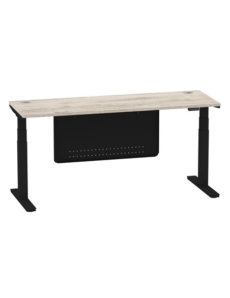 Dynamic Air Modesty 1800 x 600mm Height Adjustable Office Desk Grey Oak Top Cable Ports Modesty Panel HA01496 - pic 78483 | FastDaddyshop