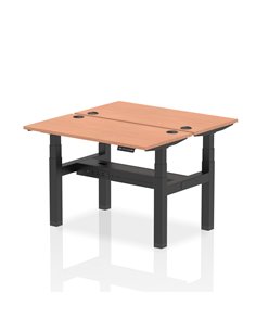Dynamic Air 1200 x 600mm Height Adjustable 2 Person Bench Desk Beech Top Cable Ports HA01530