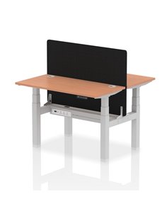 Dynamic Air 1200 x 600mm Height Adjustable 2 Person Bench Desk Beech Top Cable Ports Screen HA01533