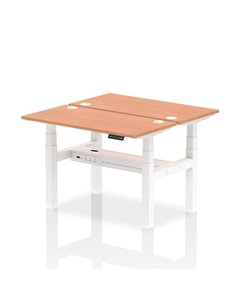 Dynamic Air 1200 x 600mm Height Adjustable 2 Person Bench Desk Beech Top Cable Ports HA01534