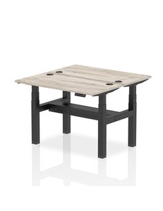 Dynamic Air 1200 x 600mm Height Adjustable 2 Person Bench Desk Grey Oak Top Cable Ports HA01536