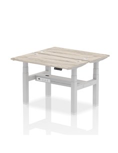 Dynamic Air 1200 x 600mm Height Adjustable 2 Person Bench Desk Grey Oak Top Cable Ports HA01538