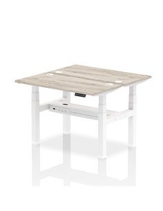 Dynamic Air 1200 x 600mm Height Adjustable 2 Person Bench Desk Grey Oak Top Cable Ports HA01540