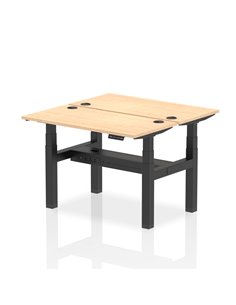 Dynamic Air 1200 x 600mm Height Adjustable 2 Person Bench Desk Maple Top Cable Ports HA01542