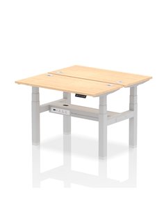 Dynamic Air 1200 x 600mm Height Adjustable 2 Person Bench Desk Maple Top Cable Ports HA01544