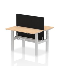 Dynamic Air 1200 x 600mm Height Adjustable 2 Person Bench Desk Maple Top Cable Ports Screen HA01545