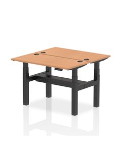 Dynamic Air 1200 x 600mm Height Adjustable 2 Person Bench Desk Oak Top Cable Ports HA01548