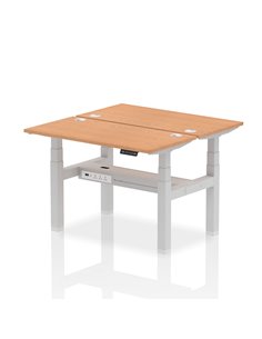 Dynamic Air 1200 x 600mm Height Adjustable 2 Person Bench Desk Oak Top Cable Ports HA01550