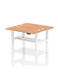 Dynamic Air 1200 x 600mm Height Adjustable 2 Person Bench Desk Oak Top Cable Ports HA01552