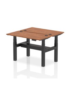 Dynamic Air 1200 x 600mm Height Adjustable 2 Person Bench Desk Walnut Top Cable Ports HA01554