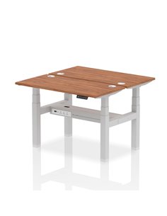 Dynamic Air 1200 x 600mm Height Adjustable 2 Person Bench Desk Walnut Top Cable Ports HA01556