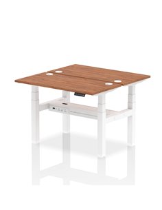 Dynamic Air 1200 x 600mm Height Adjustable 2 Person Bench Desk Walnut Top Cable Ports HA01558