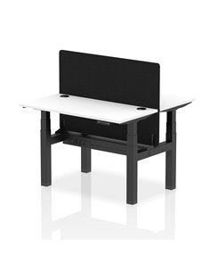 Dynamic Air 1200 x 600mm Height Adjustable 2 Person Bench Desk White Top Cable Ports Screen HA01561