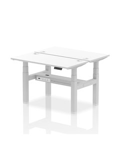 Dynamic Air 1200 x 600mm Height Adjustable 2 Person Bench Desk White Top Cable Ports HA01562