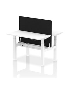 Dynamic Air 1200 x 600mm Height Adjustable 2 Person Bench Desk White Top Cable Ports Screen HA01565