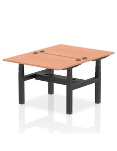 Dynamic Air 1200 x 800mm Height Adjustable 2 Person Bench Desk Beech Top Cable Ports HA01638