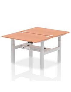 Dynamic Air 1200 x 800mm Height Adjustable 2 Person Bench Desk Beech Top Cable Ports HA01640