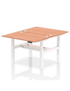 Dynamic Air 1200 x 800mm Height Adjustable 2 Person Bench Desk Beech Top Cable Ports HA01642
