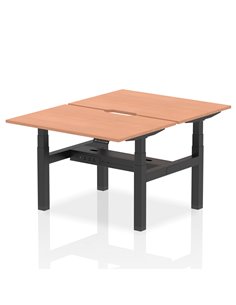 Dynamic Air 1200 x 800mm Height Adjustable 2 Person Bench Desk Beech Top Scalloped Edge HA01644