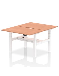 Dynamic Air 1200 x 800mm Height Adjustable 2 Person Bench Desk Beech Top Scalloped Edge HA01648