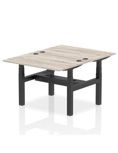 Dynamic Air 1200 x 800mm Height Adjustable 2 Person Bench Desk Grey Oak Top Cable Ports HA01650