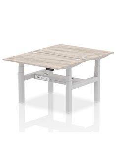 Dynamic Air 1200 x 800mm Height Adjustable 2 Person Bench Desk Grey Oak Top Cable Ports HA01652