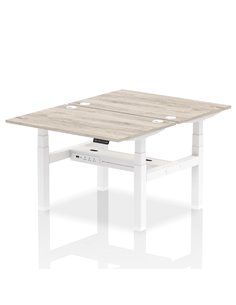 Dynamic Air 1200 x 800mm Height Adjustable 2 Person Bench Desk Grey Oak Top Cable Ports HA01654