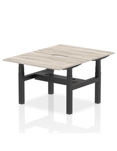 Dynamic Air 1200 x 800mm Height Adjustable 2 Person Bench Desk Grey Oak Top Scalloped Edge HA01656