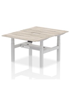 Dynamic Air 1200 x 800mm Height Adjustable 2 Person Bench Desk Grey Oak Top Scalloped Edge HA01658