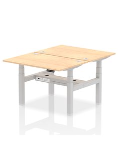 Dynamic Air 1200 x 800mm Height Adjustable 2 Person Bench Desk Maple Top Cable Ports HA01664