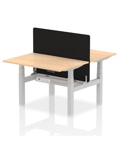 Dynamic Air 1200 x 800mm Height Adjustable 2 Person Bench Desk Maple Top Cable Ports Screen HA01665