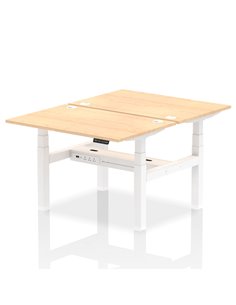 Dynamic Air 1200 x 800mm Height Adjustable 2 Person Bench Desk Maple Top Cable Ports HA01666