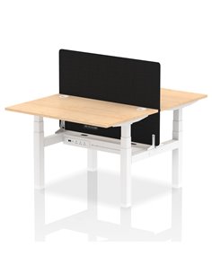 Dynamic Air 1200 x 800mm Height Adjustable 2 Person Bench Desk Maple Top Cable Ports Screen HA01667