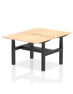 Dynamic Air 1200 x 800mm Height Adjustable 2 Person Bench Desk Maple Top Scalloped Edge HA01668