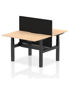 Dynamic Air 1200 x 800mm Height Adjustable 2 Person Bench Desk Maple Top Scalloped Edge Screen HA01669