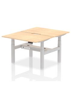 Dynamic Air 1200 x 800mm Height Adjustable 2 Person Bench Desk Maple Top Scalloped Edge HA01670