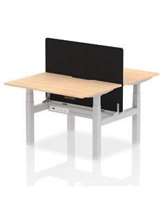 Dynamic Air 1200 x 800mm Height Adjustable 2 Person Bench Desk Maple Top Scalloped Edge Screen HA01671