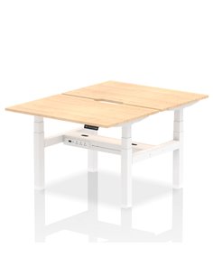 Dynamic Air 1200 x 800mm Height Adjustable 2 Person Bench Desk Maple Top Scalloped Edge HA01672