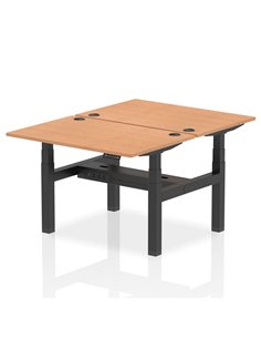 Dynamic Air 1200 x 800mm Height Adjustable 2 Person Bench Desk Oak Top Cable Ports HA01674