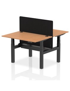 Dynamic Air 1200 x 800mm Height Adjustable 2 Person Bench Desk Oak Top Cable Ports Screen HA01675