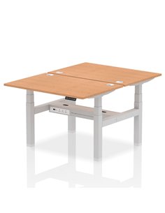 Dynamic Air 1200 x 800mm Height Adjustable 2 Person Bench Desk Oak Top Cable Ports HA01676
