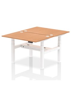 Dynamic Air 1200 x 800mm Height Adjustable 2 Person Bench Desk Oak Top Cable Ports HA01678