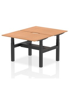 Dynamic Air 1200 x 800mm Height Adjustable 2 Person Bench Desk Oak Top Scalloped Edge HA01680