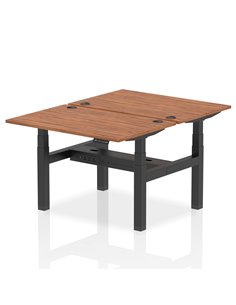 Dynamic Air 1200 x 800mm Height Adjustable 2 Person Bench Desk Walnut Top Cable Ports HA01686