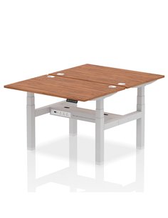 Dynamic Air 1200 x 800mm Height Adjustable 2 Person Bench Desk Walnut Top Cable Ports HA01688